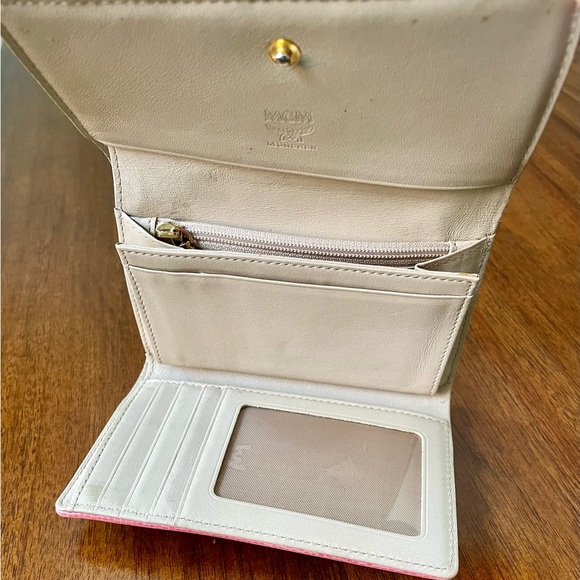 MCM Visetos Studded Trifold Wallet Paste Pink Purple - Picture 8 of 14